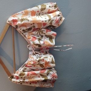 Toucan/palm Print Women's Square Collar Cropped Top With Puff Sleeve